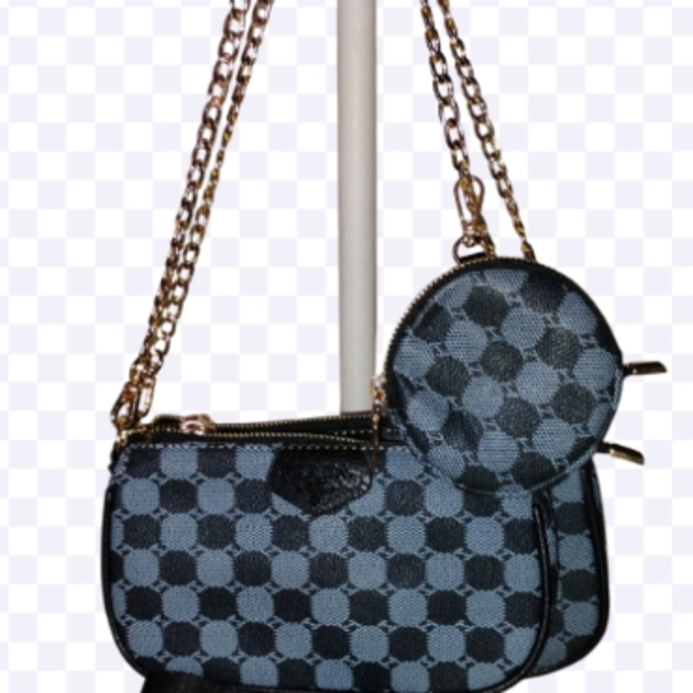 Prada Black and Gray Crossbody Bag with Chain Strap